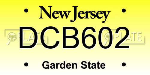DCB602 New Jersey License Plate