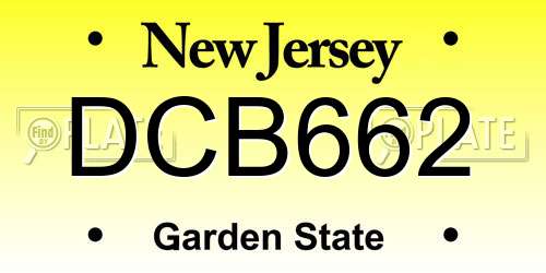 DCB662 New Jersey License Plate