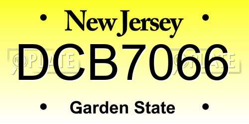 DCB7066 New Jersey License Plate