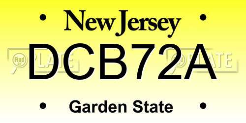 DCB72A New Jersey License Plate