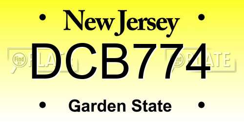 DCB774 New Jersey License Plate