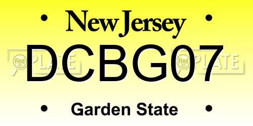 DCBG07 New Jersey License Plate