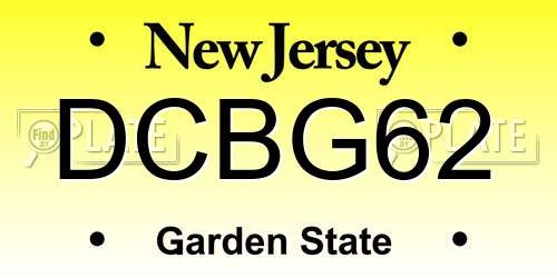 DCBG62 New Jersey License Plate