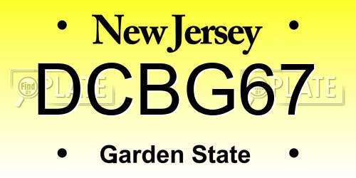 DCBG67 New Jersey License Plate