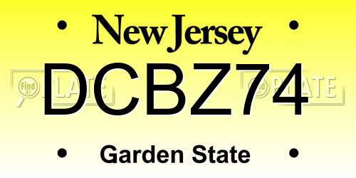 DCBZ74 New Jersey License Plate