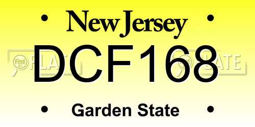 DCF168 New Jersey License Plate