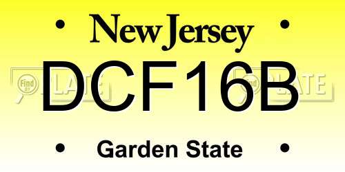 DCF16B New Jersey License Plate