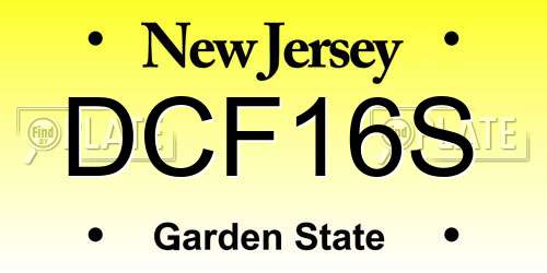DCF16S New Jersey License Plate