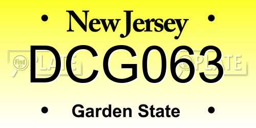 DCG063 New Jersey License Plate