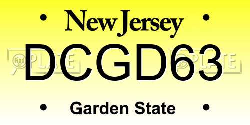 DCGD63 New Jersey License Plate
