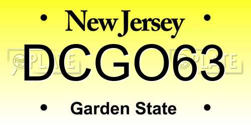 DCGO63 New Jersey License Plate