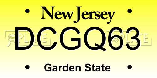 DCGQ63 New Jersey License Plate