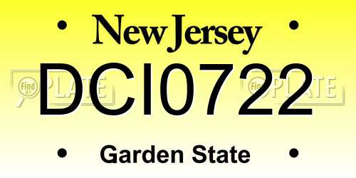 DCI0722 New Jersey License Plate