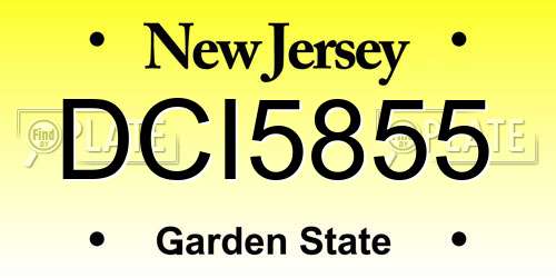 DCI5855 New Jersey License Plate