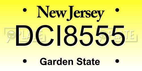 DCI8555 New Jersey License Plate