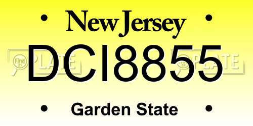 DCI8855 New Jersey License Plate