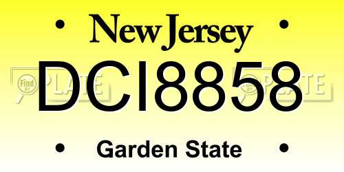 DCI8858 New Jersey License Plate
