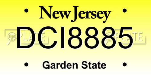 DCI8885 New Jersey License Plate