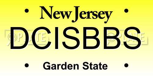 DCISBBS New Jersey License Plate