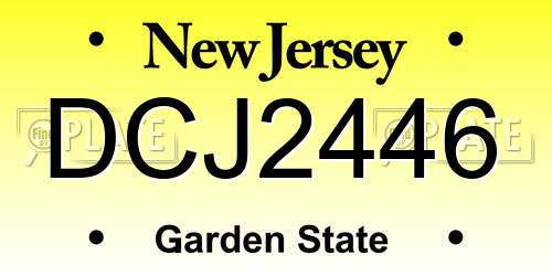 DCJ2446 New Jersey License Plate