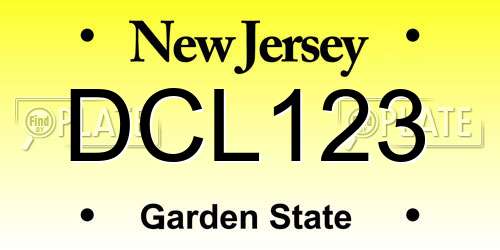 DCL123 New Jersey License Plate