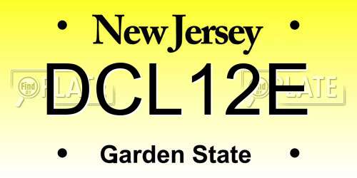 DCL12E New Jersey License Plate