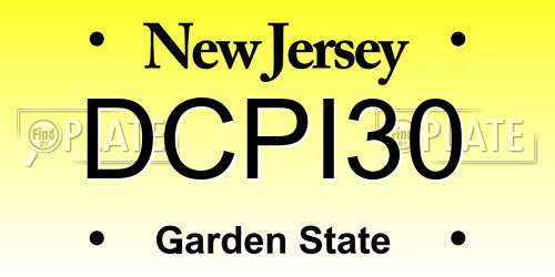DCPI30 New Jersey License Plate