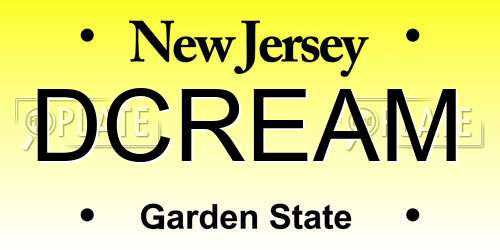DCREAM New Jersey License Plate