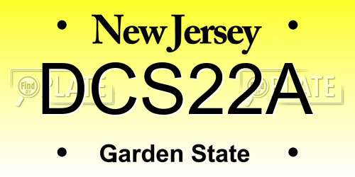 DCS22A New Jersey License Plate