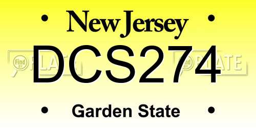 DCS274 New Jersey License Plate