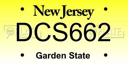 DCS662 New Jersey License Plate