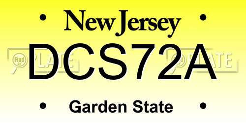 DCS72A New Jersey License Plate