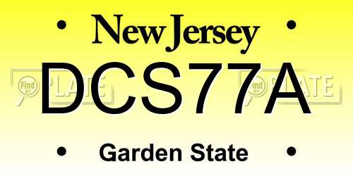DCS77A New Jersey License Plate