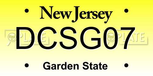 DCSG07 New Jersey License Plate