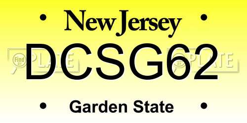 DCSG62 New Jersey License Plate