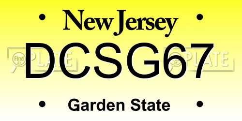 DCSG67 New Jersey License Plate