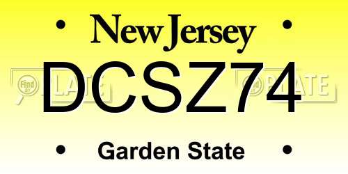 DCSZ74 New Jersey License Plate