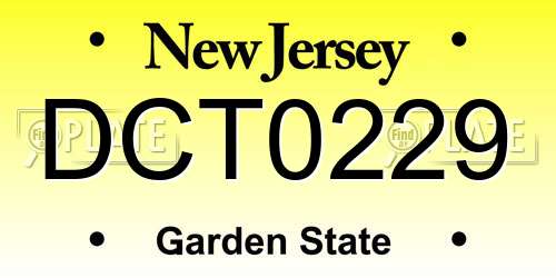 DCT0229 New Jersey License Plate