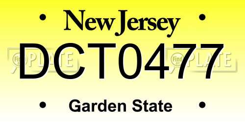 DCT0477 New Jersey License Plate
