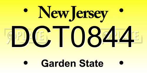DCT0844 New Jersey License Plate
