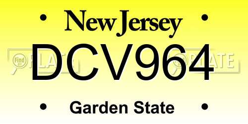 DCV964 New Jersey License Plate