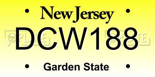 DCW188 New Jersey License Plate