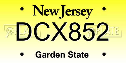 DCX852 New Jersey License Plate