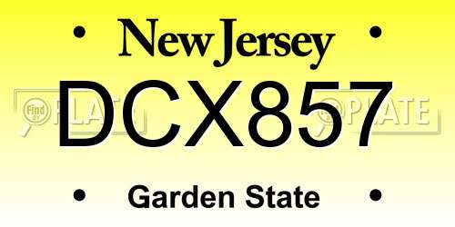 DCX857 New Jersey License Plate