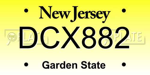 DCX882 New Jersey License Plate