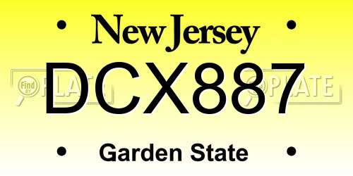 DCX887 New Jersey License Plate