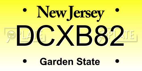 DCXB82 New Jersey License Plate
