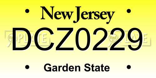 DCZ0229 New Jersey License Plate