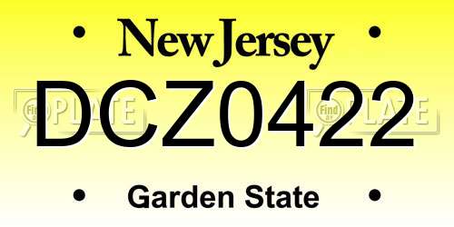 DCZ0422 New Jersey License Plate