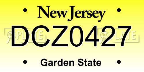 DCZ0427 New Jersey License Plate
